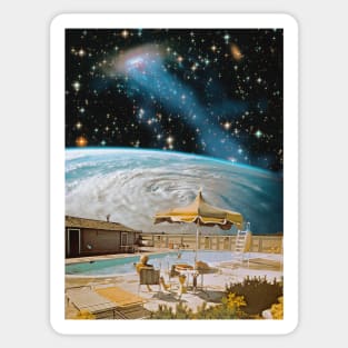 Astro Backyard - Space Collage, Retro Futurism, Sci-Fi Sticker